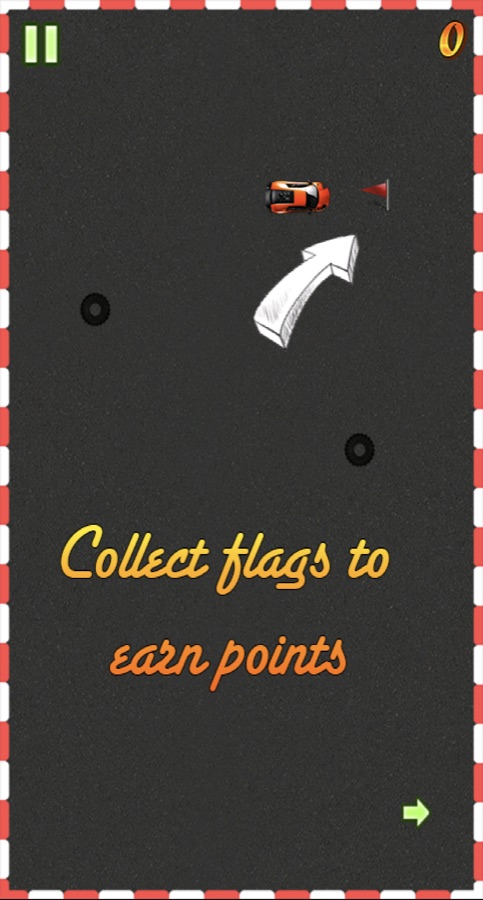 Swipe to steer and collect flags to earn points.