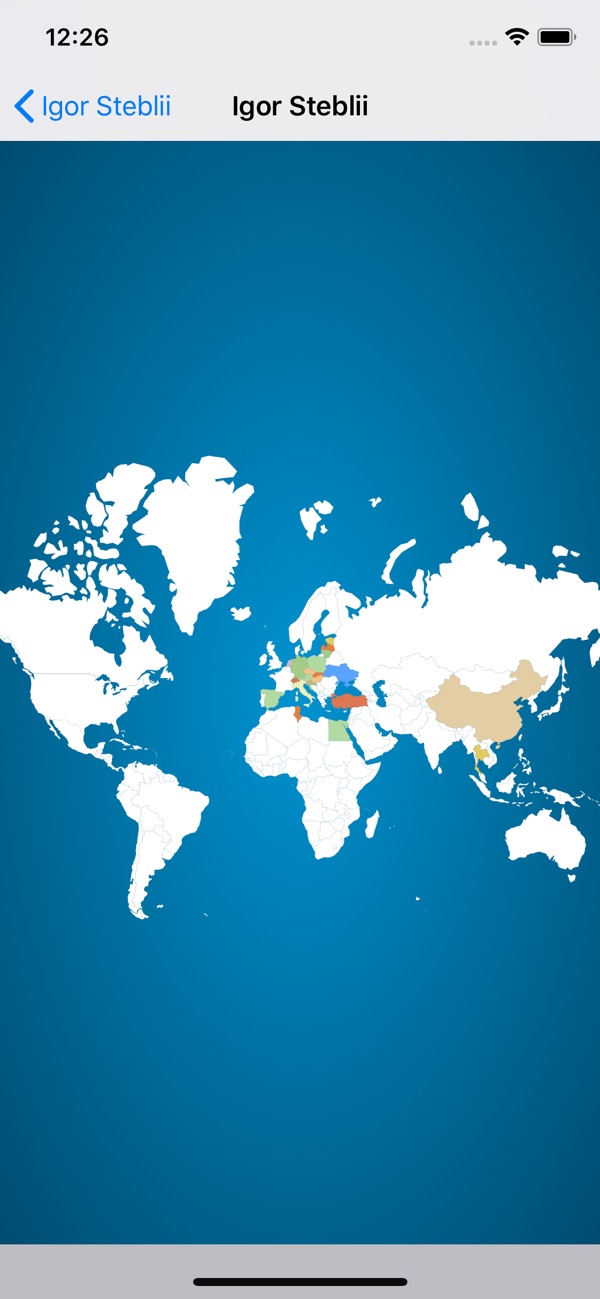 Your map: every country you scratched, colored by status.