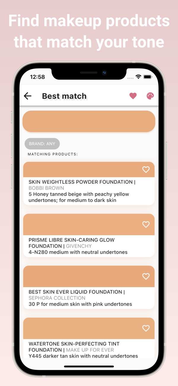 Foundations that match your tone, across brands.